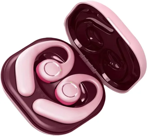 Vista 8 de Auriculares abiertos inalámbricos Bluetooth 5.3 conducción de aire en los oídos, IPX5 impermeables para deportes, micrófonos de llamada clara, Negro