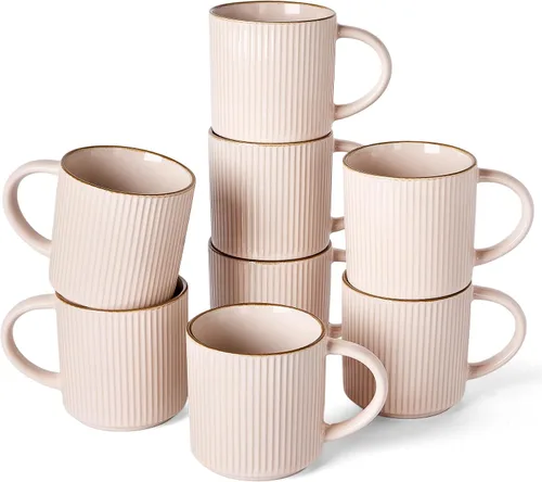 Vista 75 de famiware Juego de 4 tazas de café de 12 onzas, tazas de cerámica con asa Negro (Star-Black)