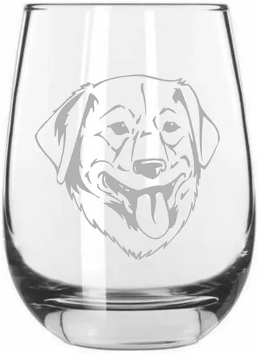 Vista 519 de Shar Pei (chino) - Vaso de vino sin tallo grabado para perro, 15.25 onzas