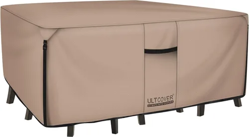 Vista 10 de ULTCOVER Funda cuadrada de lona resistente 600D para mesa y silla de patio, resistente al agua, para muebles de uso general, 54 pulgadas, color negro