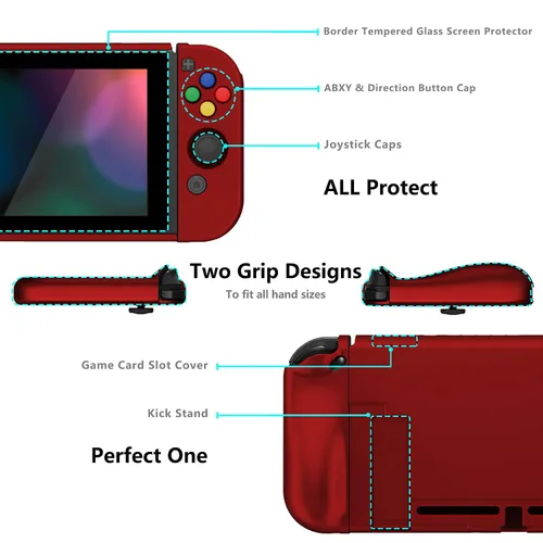 Vista 40 de PlayVital AlterGrips Ergonomic Grips Cover for Nintendo Switch, [2 Design] Interchangeable Comfort Dockable Protective Case with Screen Protector &
