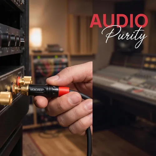 Vista 5 de Moborest - Adaptador de conectores RCA de audio/phono, chapado en oro