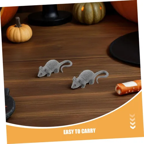 Vista 9 de Uonlytech 24pcs Realistic Fake Rat Prank Lightweight Mouse Figurines for Halloween Party Decorations Novelty Trick Joke Props Black and Gray