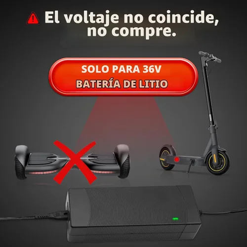 Vista 4 de Cargador de scooter eléctrico de repuesto de 42 V 2 A con certificación UL para cargador Hoverboard de 36 V con 5 enchufes, compatible con adaptador