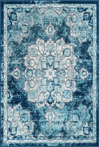 Vista 34 de Unique Loom Parker Collection - Alfombra de área Kokulu (2 x 3 pies, rectangular, aguamarina/beige)
