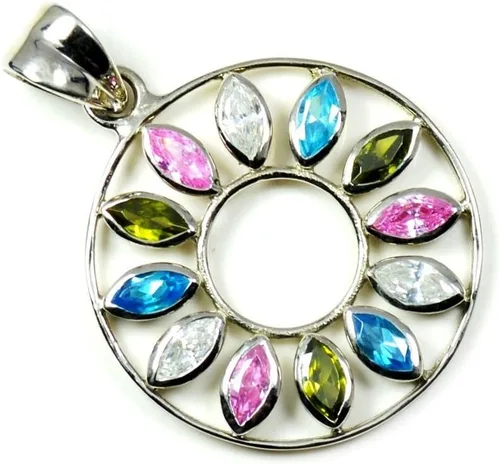 Vista 8 de 55Carat Natural Multi Stones Sterling Silver Multi Shape Gemstone Pendants For Women Designer Jewelry Natural-Multi-Stone-Design-10