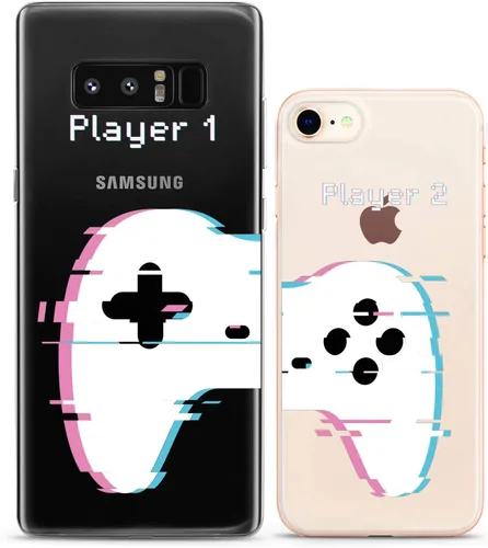 Vista 9 de Fundas a juego para parejas compatibles con iPhone 16 15 14 13 12 11 Pro Max Mini Xs X 6s 8 Plus 7+ Xr 10 SE 5 Game Player Relación Amigo Novio