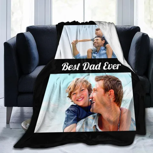 Vista 13 de HooSo Manta Personalizada para Cama con Fotos y Texto, Mantas Personalizadas con Collage de Fotos para Regalo de Cumpleaños Familiar y Boda, Collage