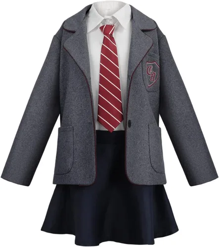 Vista 2 de TOLINA Matildas - Disfraz de cosplay de Hortensia, vestido escolar, uniforme, camisa, falda, corbata para Halloween