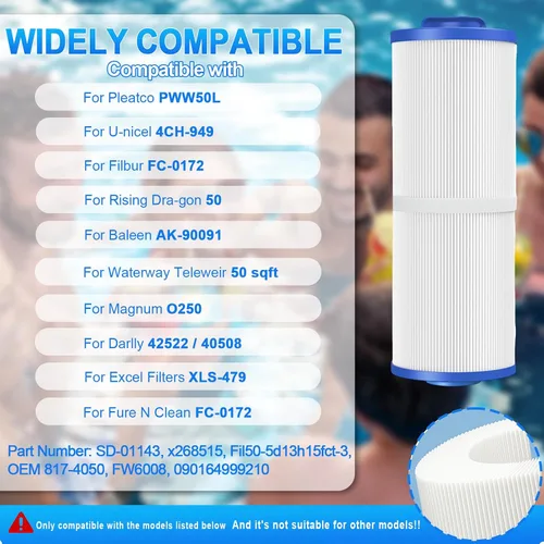 Vista 6 de Ketofa 4CH-949 Filtro de spa compatible con Pleatco PWW50L - Filtro de spa Filbur FC-0172 FC0172 SD-01143 Waterway 817-4050 Rising Dragon 50
