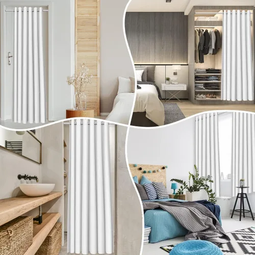 Vista 5 de Cortina opaca bohemia floral para dormitorio, cortina bohemia para puerta, 34 pulgadas de ancho x 80 pulgadas de largo, cortina de jardín de plantas