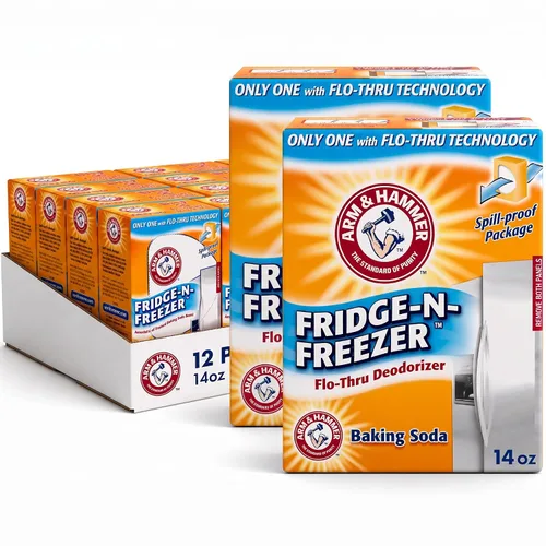 Vista 13 de Arm & Hammer Bicarbonato de Sodio Absorbedor de Olores para Nevera y Congelador, Naranja 14 oz, Paquete de 12