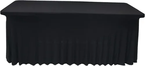 Vista 5 de Falda de mesa de poliéster ajustable de una pieza de elastano, mantel rectangular resistente a las arrugas para eventos de bodas, fiestas