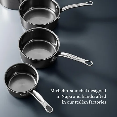 Vista 9 de Hestan - Colección NanoBond - Calentador de mantequilla de titanio de acero inoxidable, compatible con placa de inducción, 0.75 cuartos de galón