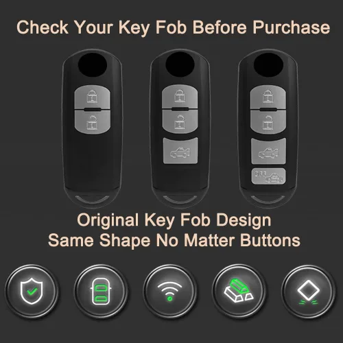 Vista 2 de Alloy Metal Key Fob Cover,2 Pack Compatible with Mazda 3 6 8 Miata MX-5 CX-3 CX-5 CX-7 CX-9 RX-8 Negro