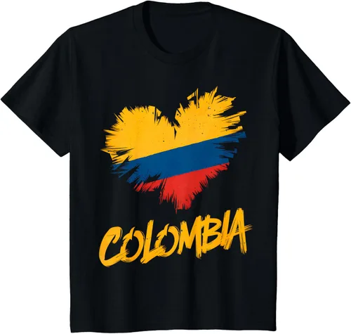Vista 38 de Camiseta con la bandera del corazón de Colombia