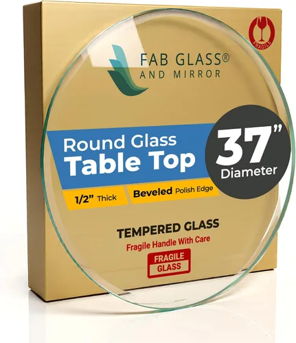 Vista 35 de Fab Glass - Mesa redonda de cristal de 48 in, grosor de 3/4 in, cristal pulido plano templado, Vidrio, Transparente