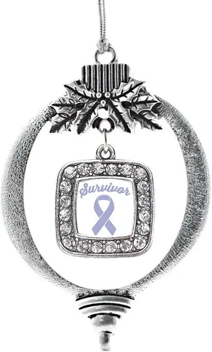 Vista 146 de Inspired Silver - Nana púrpura - Adorno de Navidad plateado - Adorno cuadrado para árbol de Navidad con circonita cúbica - Decoración colgante