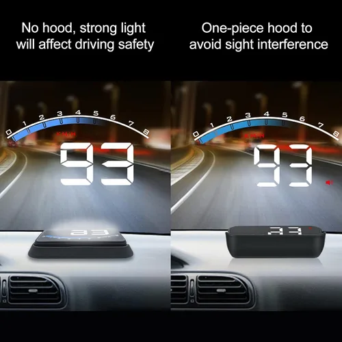 Vista 7 de Pantalla frontal para automóvil, pantalla frontal HUD OBD2 de 3.5 pulgadas, velocímetro digital para parabrisas de pantalla Hud de automóvil