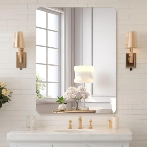 Vista 12 de Espejo Grande de 72" x 36", Espejo de Baño Rectangular Moderno con Borde Pulido Sin Marco, se Cuelga Horizontal o Verticalmente. Espejos de Baño