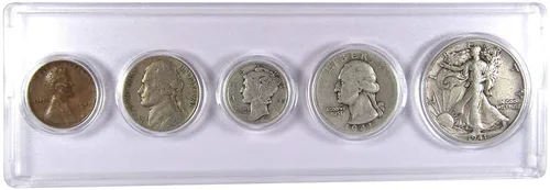 Vista 28 de Juego de 5 monedas coleccionables de 1934 en buen o mejor estado para regalo