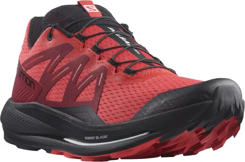Vista 2 de Salomon Pulsar Trail Trail Running Zapatillas Hombre Sz 9 Poppy RojoCiclismo RojoNegro, Negro