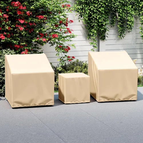 Vista 2 de Tangkula Juego de 3 fundas para muebles de patio, fundas impermeables para conversación al aire libre para 3 piezas, juego de funda de sofá
