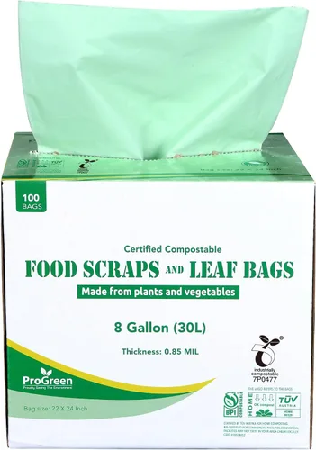 Vista 7 de Bolsas de compostaje de 33 galones, bolsas de basura compostables, extra gruesas de 1.1 mil, bolsas de compost para cocina, bolsas de basura