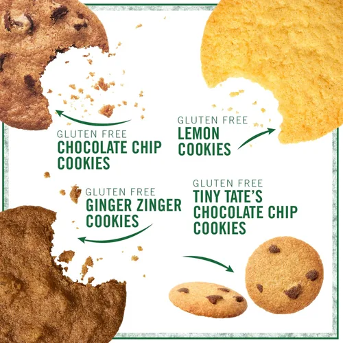 Vista 4 de Tate's Bake Shop Paquete variado de galletas sin gluten, limón, jengibre, chispas de chocolate y pequeñas galletas con chispas de chocolate, 4 bolsas