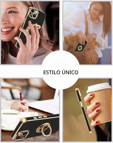 Vista 8 de VENINGO Funda para iPhone 14, funda para iPhone 14, ajuste delgado, suave soporte de anillo de 360° con base, compatible con soporte magnético