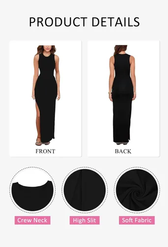 Vista 6 de LaSuiveur Vestido para mujer de vacaciones de verano para playa sin mangas y con corte alto