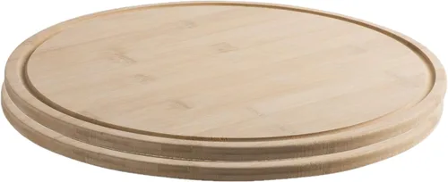 Vista 9 de Hammont Tabla de cortar redonda, hecha de madera de bambú con ranuras para jugos, ideal para embutidos, tabla de cortar carne, 12 pulgadas