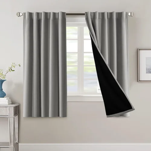 Vista 97 de H.VERSAILTEX Cortinas 100% opacas para dormitorio con forro negro, cortinas de oscurecimiento de habitación completa, con aislamiento térmico