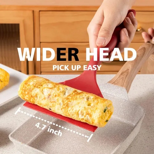 Vista 5 de Sartén cuadrada con revestimiento de cerámica, sartén pequeña de tortilla tamagoyaki japonesa, sartén rectangular antiadherente para huevos