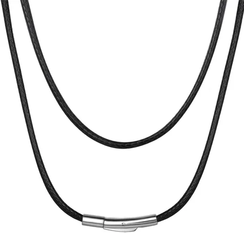 Vista 11 de ChainsHouse Collar de Cuero Negro Trenzado Impermeable con Cierre, Cadena de Cuerda DIY para Hombre y Mujer para Colgante, Personalización a. 0.079
