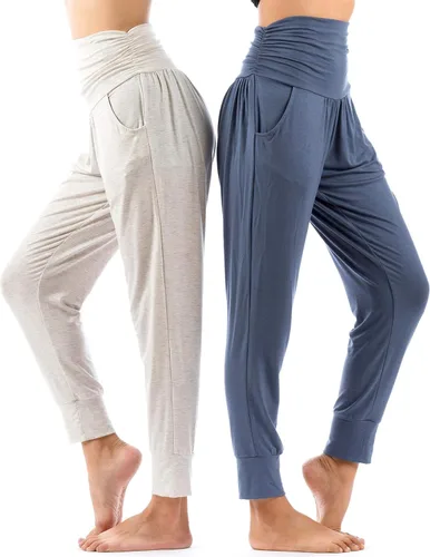 Vista 6 de LOFBAZ Pantalones deportivos de yoga con bolsillos pantalones de entrenamiento pantalones de harén para descansar