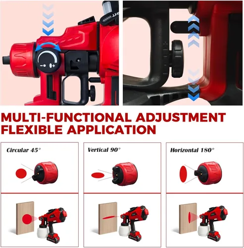 Vista 3 de Pulverizador de pintura inalámbrico compatible con Makita de batería máxima de 18 V HVLP, pistola de pintura eléctrica con luz LED, pintor