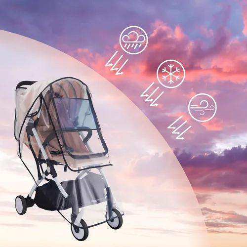 Vista 5 de Bemece Funda para carriola universal, accesorio para cochecito de bebé, protección contra el clima para viajes de verano, a prueba de viento e