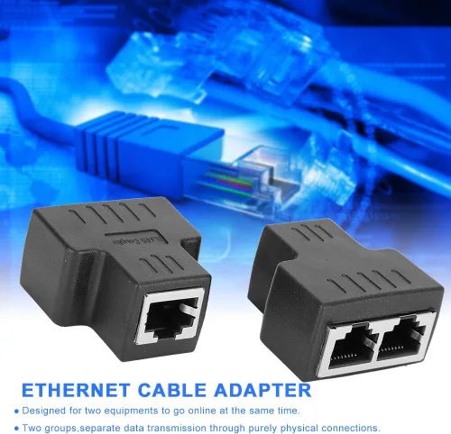 Vista 4 de 2 adaptadores de cable Ethernet, 1 a 2 RJ45 hembra LAN Ethernet Splitter Cable adaptador adaptador RJ45 acoplador RJ45 extensor Ethernet Plug & Play