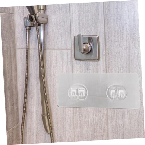 Vista 4 de Ipetboom Organizador de baño, 10 ganchos adhesivos para estante de ducha, organizador de ducha adhesivo, gancho de repuesto, perforador de baño