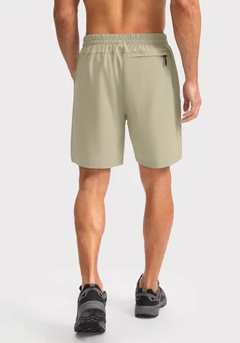 Vista 3 de Pudolla Pantalones cortos de senderismo para hombre, pantalones cortos de verano para viajes al aire libre para hombres con bolsillos con cremallera