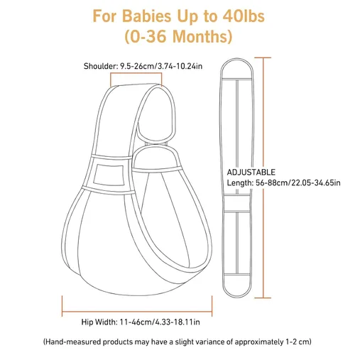 Vista 4 de Portabebés para recién nacidos a niños pequeños, mejorado y ajustable con un solo hombro, ligero, portátil, con tela transpirable y soporte Negro