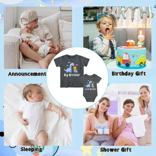 Vista 6 de Funnycokid Conjunto de camisetas a juego para hermano mayor, hermano pequeño, ropa de regalo para bebé