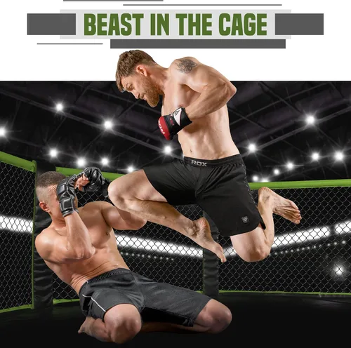 Vista 3 de RDX Pantalones cortos de MMA para entrenamiento y kickboxing Pantalones cortos de lucha para artes marciales, pelea de jaulas, Muay Thai, BJJ