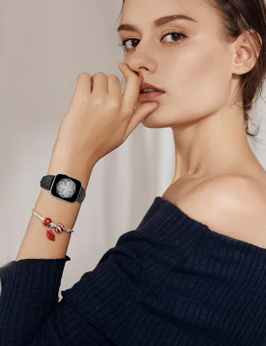 Vista 6 de Minyee - Correa trenzada compatible con Apple Watch de 41 mm, 40 mm, 38 mm, 42 mm, 44 mm, 45 mm, 46 mm, 49 mm, para mujeres, correa Solo Loop