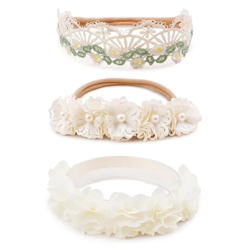 Vista 22 de Diadema floral de nailon para bebé, corona de flores, banda elástica para el cabello, 3 piezas, accesorios para el cabello, regalo para niñas, 2#