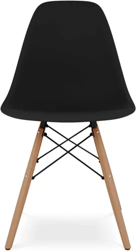 Vista 3 de Pyramid - Sillas de comedor de plástico y madera de 17.5 pulgadas, color negro (juego de 2)