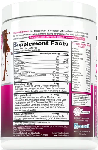 Vista 2 de Vitauthority Péptidos de colágeno en polvo suplementos para la pérdida de peso Complejo de belleza hidrolizado para mujeres, cabello, piel, uñas