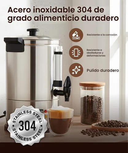 Vista 2 de Commercial Coffee Maker 40-Cup Large Coffee Urn with Percolator Coffee Pot Electric 6L Stainless Steel Fast Brew Hot Water Dispenser for Tea