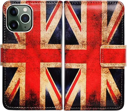 Vista 2 de Bcov Funda para iPhone 11 Pro, Retro Union Jack Flag Multifuncional Cartera Flip Case PU Cuero Folio Funda con Ranura para Tarjeta de Crédito